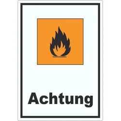 Aufkleber Gefahrensymbol Entzündbar Achtung Brand Flamme A6 (105x148mm)