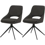 Mendler 2er-Set Esszimmerstuhl HWC-N73, Küchenstuhl, drehbar Auto-Return, Stoff/Textil Boucle (540g/m2) dunkelgrau