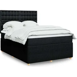 vidaXL Boxspringbett mit Matratze Schwarz 140x200 cm Stoff
