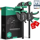 SMABIX® Einhandzwingen 2er Set zum Spannen, Dehnen, Fixieren mit einer Hand, 71Kg Spannkraft, Spannweite 300 mm, Dehnbereich 155mm - 500mm, Einhandzwinge, Zwingen, Schraubzwingen, Schnellspannzwinge