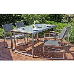 GARDEN PLEASURE Gartenmöbelset, 4 Sitzplätze, Aluminium/Glas/Kunststoff - grau