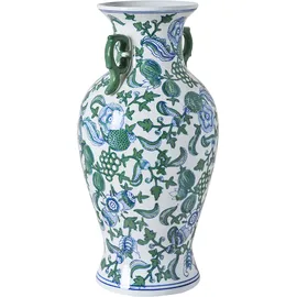 Beliani Blumenvase Segowia Porzellan 47 cm Weiß / Blau