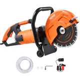 Vevor Elektrische Betonsäge, 230 mm, Hochleistungs-Kreissäge 2000 W, Schnitttiefe 89 mm, Nass-/Trocken-Scheibensäge mit Wasserrohr, Wasserpumpe, Sägeblatt, für Stein und Ziegel