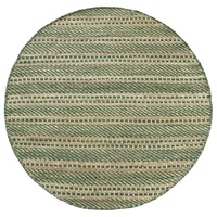 HAMID - Woll- und Jute-Teppich Runden Olivia, Handgewebter Woll-Jute-Teppich für Wohnzimmer, Schlafzimmer, Natürliches Grün, (100 x 100 cm)