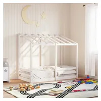 VidaXL Kinderbett mit Dach Weiß 70x140 cm Massivholz Kiefer