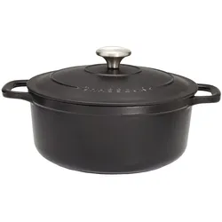 Le Chasseur Niedriger Bratentopf aus emailliertem Gusseisen, rund, schwarz, 24 cm 3.8 L Le Chasseur - 071104