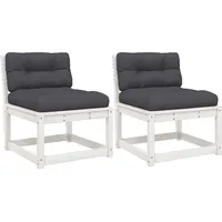 vidaXL Gartensofas mit Kissen 2 Stk. Weiß Massivholz Kiefer