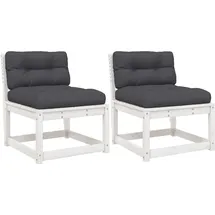 vidaXL Gartensofas mit Kissen 2 Stk. Weiß Massivholz Kiefer