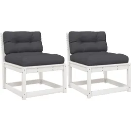 vidaXL Gartensofas mit Kissen 2 Stk. Weiß Massivholz Kiefer