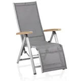 KETTLER CIRRUS Relaxsessel silber / anthrazit-grau mit Teak-Armlehne