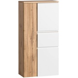 Held Midischrank, Weiß, Eiche Wotan, Holzwerkstoff, 1 Schubladen, 65x130x35 cm, Made in Germany, hängend, stehend, Badezimmer, Badezimmerschränke, Midischränke