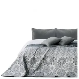 DecoKing 12253 Tagesdecke 200 x 220 cm Grau/Silber/Weiß