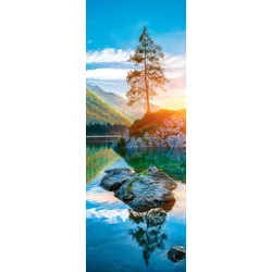 EUROART Glasbild 30 x 80 cm Hintersee Glas Blau
