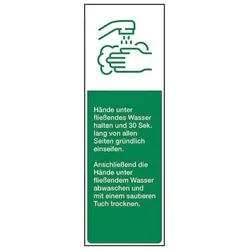 Schild "Richtig Hände waschen", Folie 50 x 150 mm