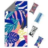 Neues Beidseitig Bedrucktes Strandtuch XXL 90x180 cm,Microfaser Handtücher mit Tasche Schnelltrocknendes Handtuch | Sandfreie & Ultraleicht | Badetuch Groß Reisehandtuch Strandhandtuch Strandtücher