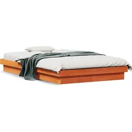vidaXL Massivholzbett mit LED-Beleuchtung Wachsbraun 120x190 cm Kiefer