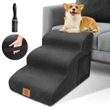 Haustiertreppe Hundetreppe, Hundetreppes 3 Stufen, Haustiertreppe für Kleine Hunde, Hundetreppe 40cm Hoch,Katzentreppe Hunderampe für Bett, Sofa, Couch und Auto