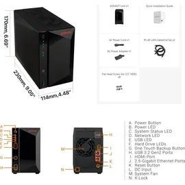 ASUSTOR AS5402T Nimbustor 2 Gen 2 NAS System 2-bay