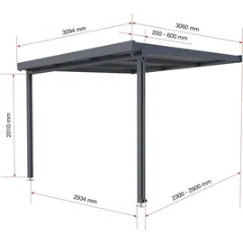 Gutta Terrassendach Premium 309 x 306 cm anthrazit / Polycarbonat bronce