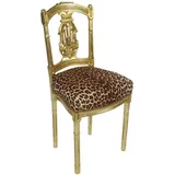 Casa Padrino Barock Damen Stuhl Leopard / Gold 40 x 35 x H. 85 cm - Handgefertigter Antik Stil Stuhl - Barock Möbel