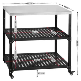 BBQ-Toro Grilltisch 80 x 80 x 83 cm Edelstahl Schwarz