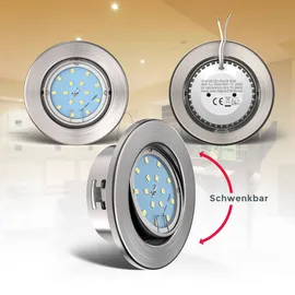 B.K.Licht Einbaustrahler 10er Set (68mm) schwenkbar Matt-Nickel