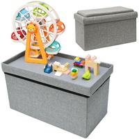 Dune Design Kinder Aufbewahrungsbox mit Bauplatte - 53x27x30 Sitzbank - Baustein Spieltisch