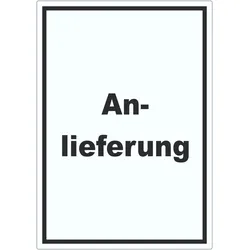 Anlieferung Aufkleber mit Text Annahme hochkant A9 (37x52mm)