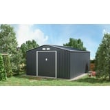 Metall Gartenhaus 340x446 cm Grau Geräteschuppen Geräteschrank Gerätehaus Stahl