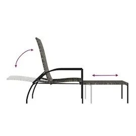 vidaXL Sonnenliege mit Fußhocker PE-Rattan Grau