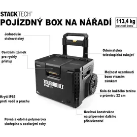 ToughBuilt StackTech TB-B1-B-70R Werkzeugkiste mit Rollen IP65 111 x 56 x 50 cm