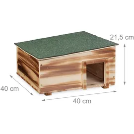 Relaxdays Igelhaus, braun Holz, Kunststoff, 40x21.5x40 cm, Gartenzubehör, Gartendeko