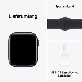 Apple Watch SE 2024 GPS 44 mm Aluminiumgehäuse Mitternacht, Sportarmband Mitternacht M/L