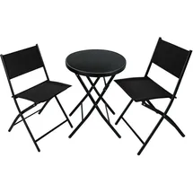 Tectake tectake® Bistro-Set, klappbar, für 2 Personen, UV-beständig, Tisch mit Sicherheitsglasplatte