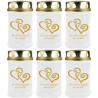 HS Candle Grabkerze (6-tlg), Grabkerze Brenndauer 40 Stunden viele vers. Variationen und Motive weiß