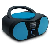MOOOV 477412 Tragbarer CD-Player mit Radio, USB, Lautsprecher - Mini Kofferradio für Kinder & Senioren, Retro Design, MP3 - Ideal für Küche & Kinderzimmer - Netzbetrieb oder Batterien - Blau