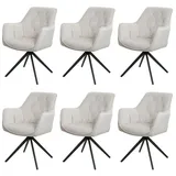 6er-Set Esszimmerstuhl HWC-L80, Küchenstuhl Stuhl, drehbar, Metall Stoff/Textil