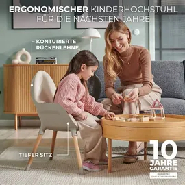 Kinderkraft Hochstuhl FINI2 2 in 1, Kinderhochstuhl, Babystuhl, Kombihochstuhl, Beine aus Holz, Sicherheitsgurte, Fußstütze, Doppeltablett, ab 6 Monate bis 5 Jahre, 5 Punkt Gurte, Grün