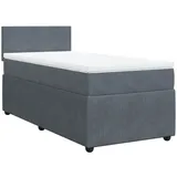 vidaXL Boxspringbett mit Matratze Dunkelgrau 90x200 cm Samt