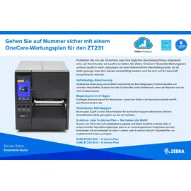 Zebra Technologies Zebra ZT231, 8 Punkte/mm (203dpi), Peeler, LTU, Display, EPL, ZPL, ZPLII, USB, U...