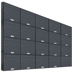 AL Briefkastensysteme Wandbriefkasten 19er Premium Briefkasten Anthrazit RAL Farbe 7016 für Außen Wand Postkasten 5×4 grau