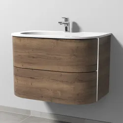 Sanipa 4balance Keramik-Waschtisch + Waschtischunterbau 80 cm mit 2 Auszügen, Badmöbel,