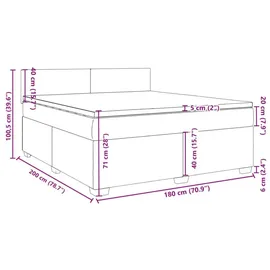 vidaXL Boxspringbett 180 x 200 cm Dunkelgrau