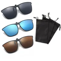 TAFACE 3 Stück aufsteckbare Sonnenbrillen mit 3 Stück Brillentaschen,Flip Vintage Sonnenbrillen-Clip,Modische farbige Gläser, UV-Schutz, Unisex, geeignet für Outdoor, Angeln, Bergsteigen - 51 Millimeter