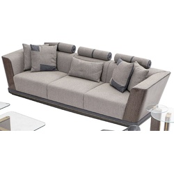 Casa Padrino Luxus Sofa Grau / Blau / Gold 280 x 98 x H. 85 cm - Wohnzimmer Sofa - Hotel Sofa - Wohnzimmer Möbel - Wohnzimmer Einrichtung - Hotel Möbel - Luxus Möbel - Luxus Einrichtung