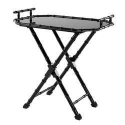 Casa Padrino Luxus Bar Tisch Schwarz Bambus Design mit abnehmbaren Tablett Schwarz hochglanz - Neoklassisch - Hotel Restaurant Möbel