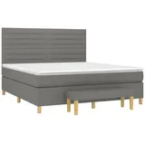 vidaXL Boxspringbett mit Matratze Dunkelgrau 160x200 cm Stoff