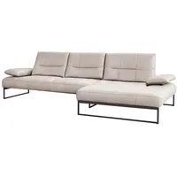 himolla Ecksofa NAPPA asche - Ausführung rechts - Lederbezug - Kufengestell - pulverbeschichtet - Breite 310 - Tiefe 161 cm - Höhe 93 cm - Rücken echt bezogen