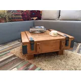 Massivholz Couchtisch Truhe Kiste Hölzern Beistelltisch Sofatisch Vintage Stil