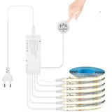 LUCKGULU 12V COB LED Streifen 6 in 1 Set, 6x1M Warmweiß Dimmbar mit Penetrating Touch & Hand Sweep Dimmschalter für Schrank, Vitrine, Küche, Regal, Akustikpaneele, Weinschrank und Regalbeleuchtung
